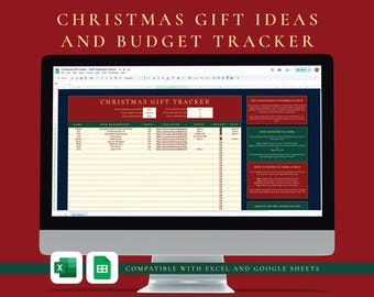 Ideas para regalos de Navidad: Seguimiento de presupuestos (Hoja de cálculo de Excel y Google Sheets/Descarga digital)