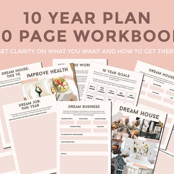 10 Year Goal Workbook | New Years Resolutions | Visualisation