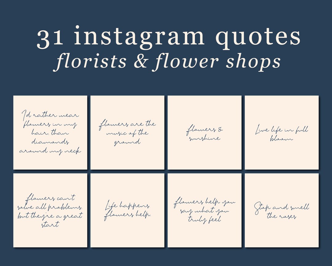 31 Florist Quotes Premade Instagram Posts Cream Script Etsy