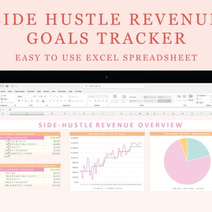 Side Hustle Revenue Goals | Weekly Excel Spreadsheet | Track Freelance Passive Income