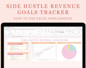 Side Hustle Revenue Goals | Weekly Excel Spreadsheet | Google Sheets | Track Freelance Passive Income