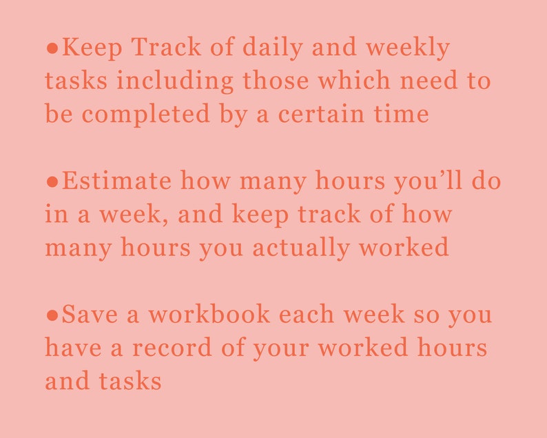 Virtual Assistant Organiser Weekly Excel Spreadsheet Track Etsy