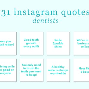 31 Dentist Quotes | Premade Instagram Posts | White & Aqua