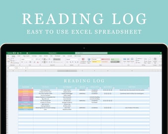 Reading Log Tracker Excel Spreadsheet | Digital Download