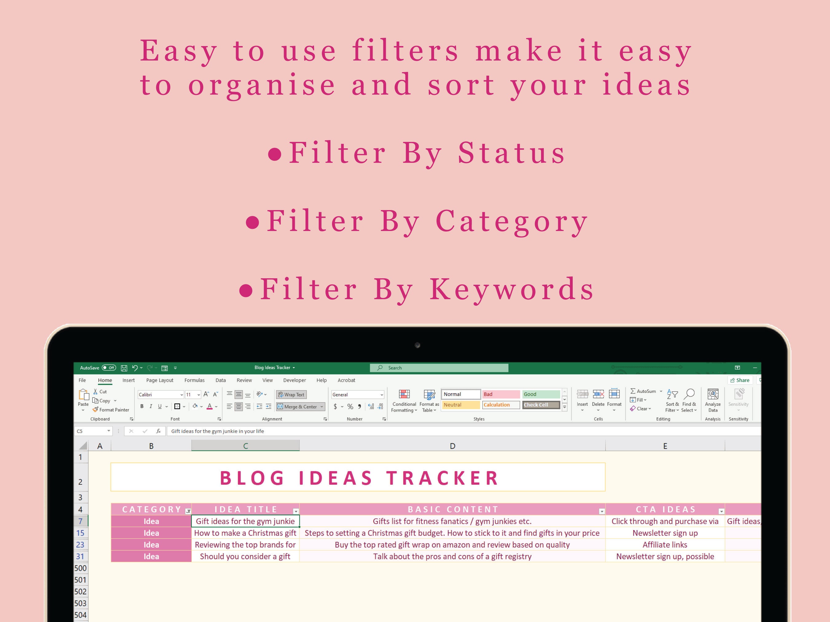Blog Spreadsheet Blog Ideas & Organisation Excel Spreadsheet | Digital Download - Etsy