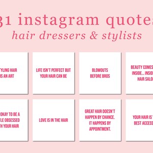 31 Hairdresser Quotes | Premade Instagram Posts | White & Hot Pink
