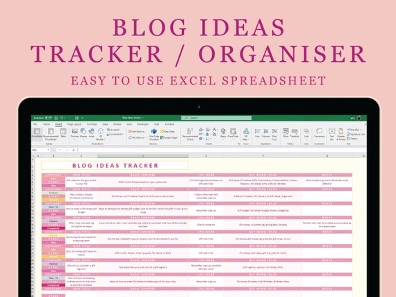 Blog Ideas & Organisation Excel Spreadsheet Digital Download - Etsy