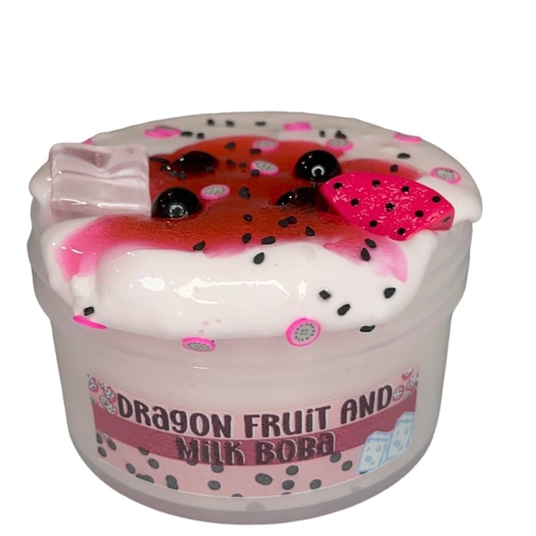 Dragon Fruit and Milk Boba slime 8oz