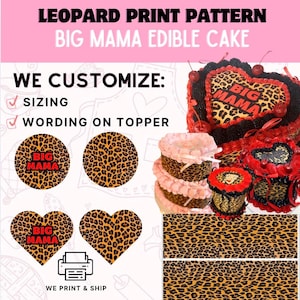Cheetah leopard print pattern Edible Picture  Strips | Wrap Sides of Birthday Cakes | Edible Icing Sheet | Frosting Sheets | Big Mama