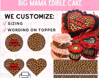 Cheetah leopard print pattern Edible Picture  Strips | Wrap Sides of Birthday Cakes | Edible Icing Sheet | Frosting Sheets | Big Mama