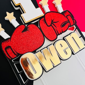 Personalized Boxing Gloves Cake Topper | Boxing Cake Topper | Boxing Birthday | MMA Cake Topper | UFC Cake Topper | Boxing championship