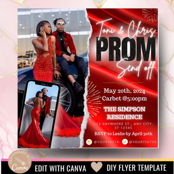 DIY Editable Prom Send Off Flyer | Prom Invitation Flyer | Prom Flyer | Prom 2024 | Prom Flyer | Invitation | Prom Celebration | Royal Blue