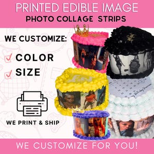 Edible Picture Collage Strips | Wrap Sides of Birthday Cakes | Edible Icing Sheet | Frosting Sheets | Personalized Cake Topper