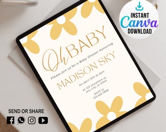 OH Baby Baby Shower Invite |  Daisy Invite | Baby Shower Invitation for Girls | Daisy theme