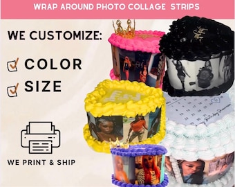 Edible Picture Collage Strips | Wrap Sides of Birthday Cakes | Edible Icing Sheet | Frosting Sheets | Personalized Cake Topper
