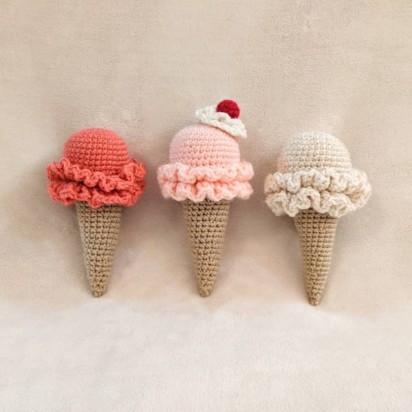 PDF ONLY | Ice Cream Cone Crochet Pattern, DIY Play Food Gift