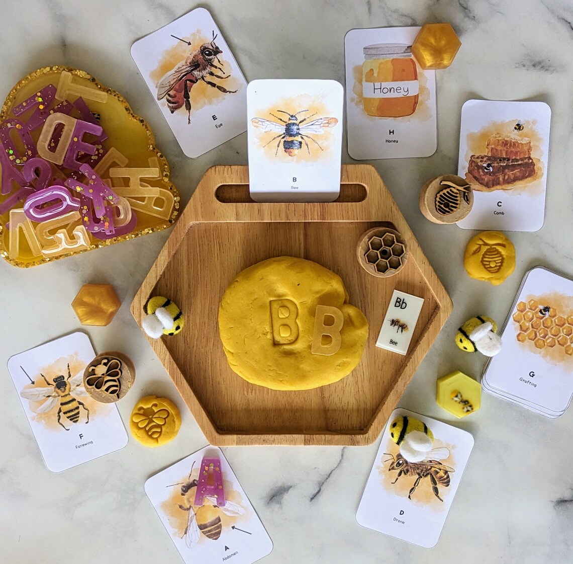 Bee Letter Racks Bee Themed Alphabet Educational Homeschool Printable - Etsy