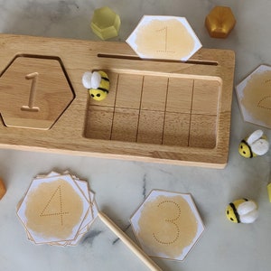 Hexagon Tracing Number Cards 1-10 | Homeschool Printables | Preschool Math | Counting Flashcards | Classroom Math Cards | Educational Prints