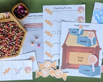 Candy Preschool Activity Bundle | Homeschool Resources | Education Printable | Toddler Activities | Montessori Learning | Spanish/English