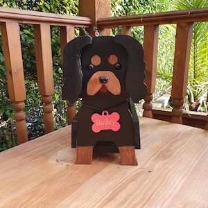 Schwarz und Tan König Charles Spaniel Haustier Pflanzer, Hund Pflanzer, Geburtstagsgeschenk