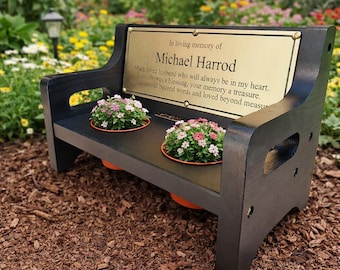 Memorial Dedication Bench Planter, Personalised Engraved Plaque, Memorial Gift Message