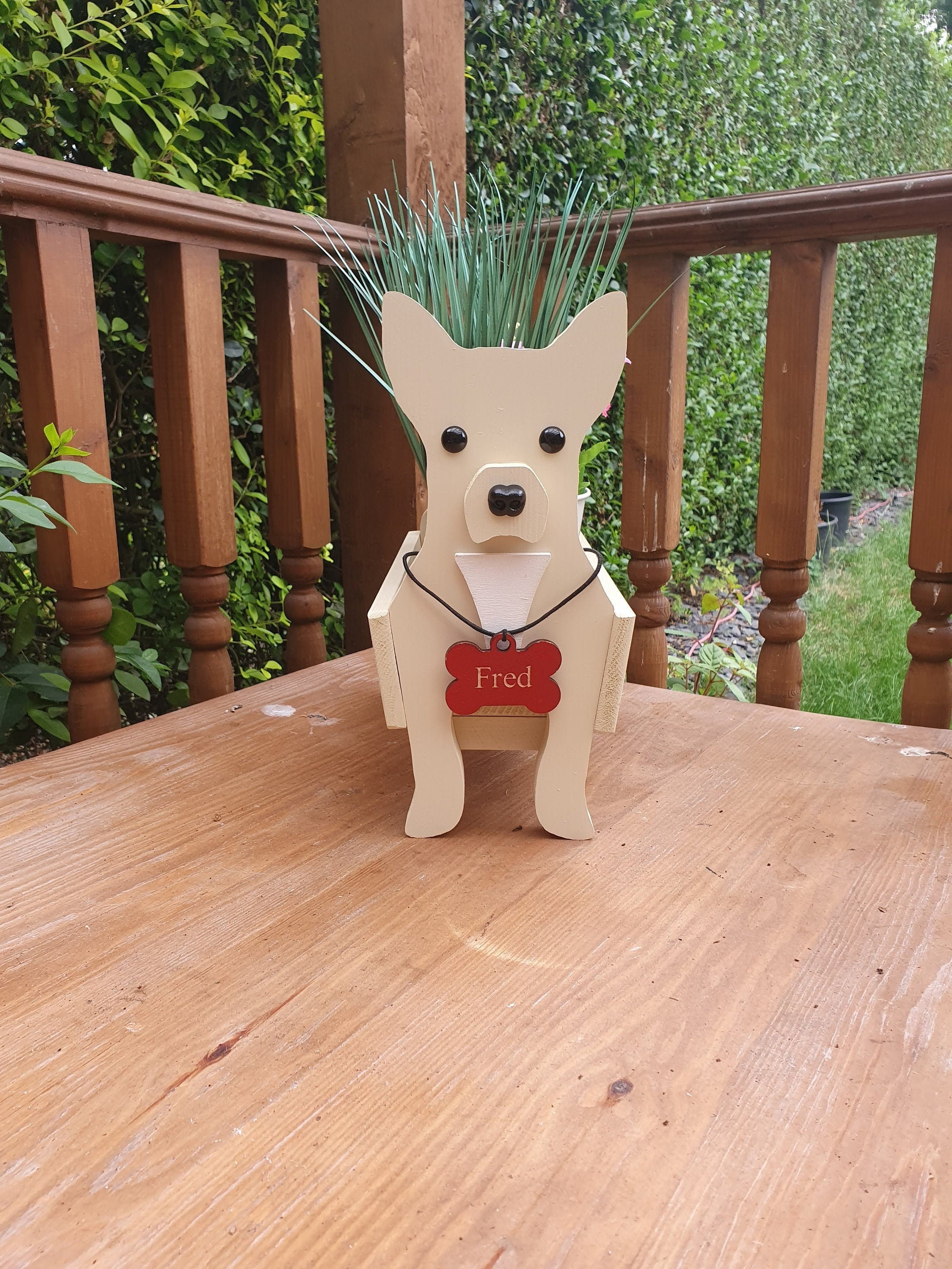 Chihuahua - Long Haired Dog Planter Box decor