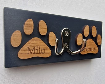 Personalised Twin Lead Hanger, Dog Lead Hanger, Double Dog Lead Hook