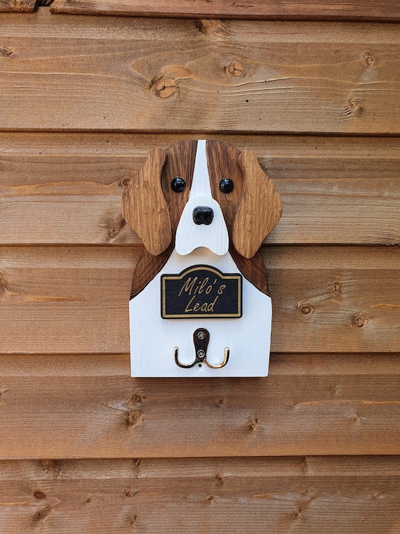 Beagle Handmade Lead Hanger With Personalised Engraved Plaque,  Unique Birthday Gift