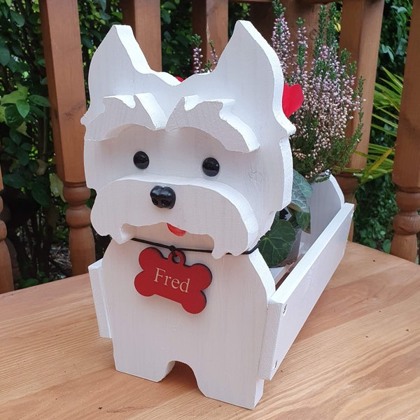 Westie Wooden Pet Planter - Birthday Gift - Dog Planter