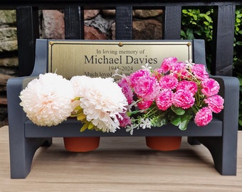 Memorial inwijdingsbank plantenbak, gepersonaliseerde gegraveerde plaquette, Memorial cadeaubericht