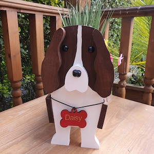 Braun und Weißer Springer Spaniel Haustier Pflanzer - Hund Pflanzer - Geburtstagsgeschenk