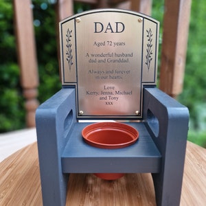Memorial Chair With Flower Pot, Engraved Dedication Plaque - Etsy