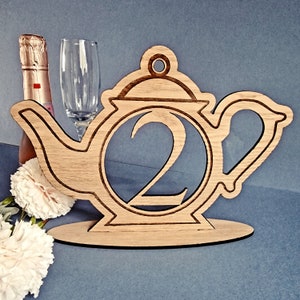 Teapot Table Number. Cafe Table Number, Wedding Table Number