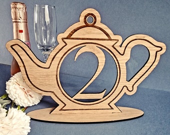 Teapot Table Number. Cafe Table Number, Wedding Table Number