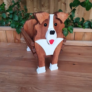 Brauner Border Collie Haustier Pflanzer - Hundepflanzer - Geburtstagsgeschenk