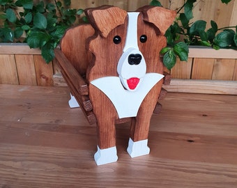 Brown Border Collie Pet Planter - Dog Planter - Birthday Gift