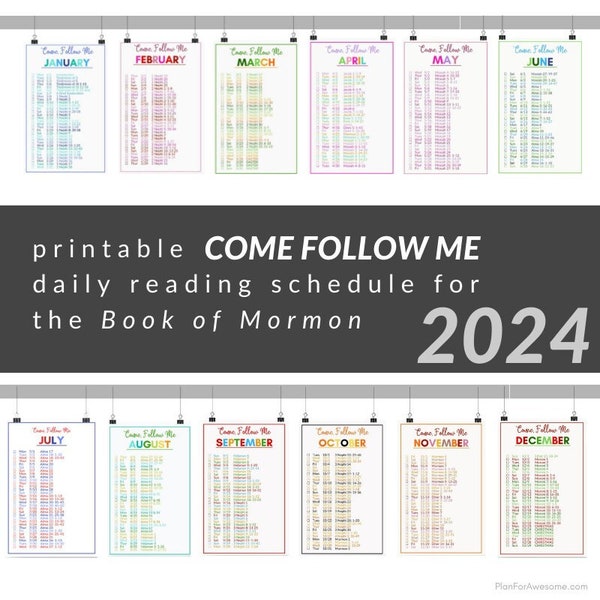 2024 Printable Come, Follow Me Daily Reading Schedule for the Book of Mormon