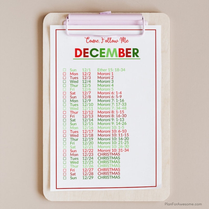 2024 Printable Come, Follow Me Daily Reading Schedule for the Book of
