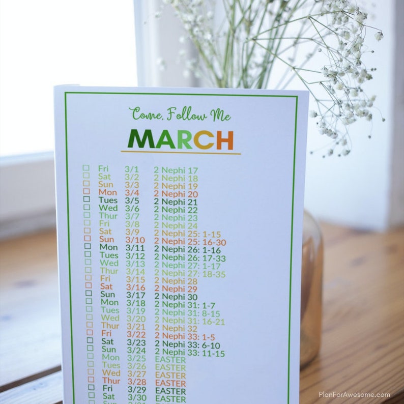 2024 Printable Come, Follow Me Daily Reading Schedule for the Book of