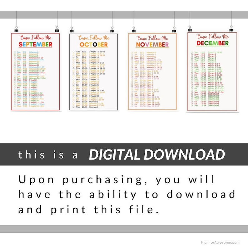 Printable Come Follow Me 2024 Daily Reading Schedule is a digital download.