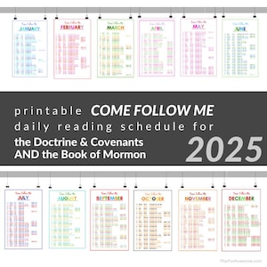 2025 Printable Come, Follow Me Daily Reading Schedule for the Doctrine & Covenants AND the Book of Mormon