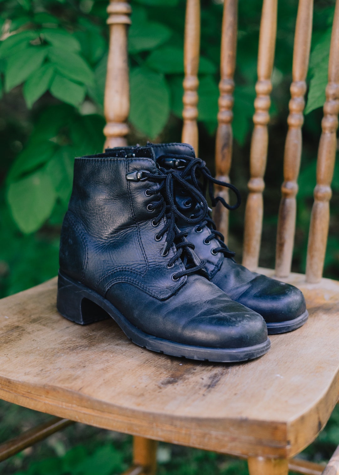 Vintage Lacedup Fauxleather Boots Etsy