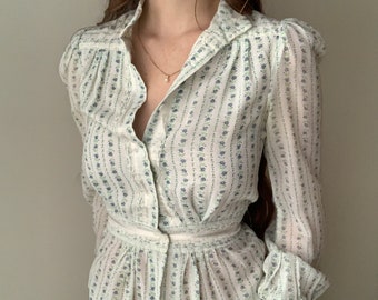 Vintage Florale Gunne Sax Bluse 1970er Jahre