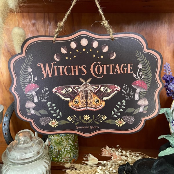 Wooden Wall Hanging // Witch's Cottage Dark Moth // Decor Sign