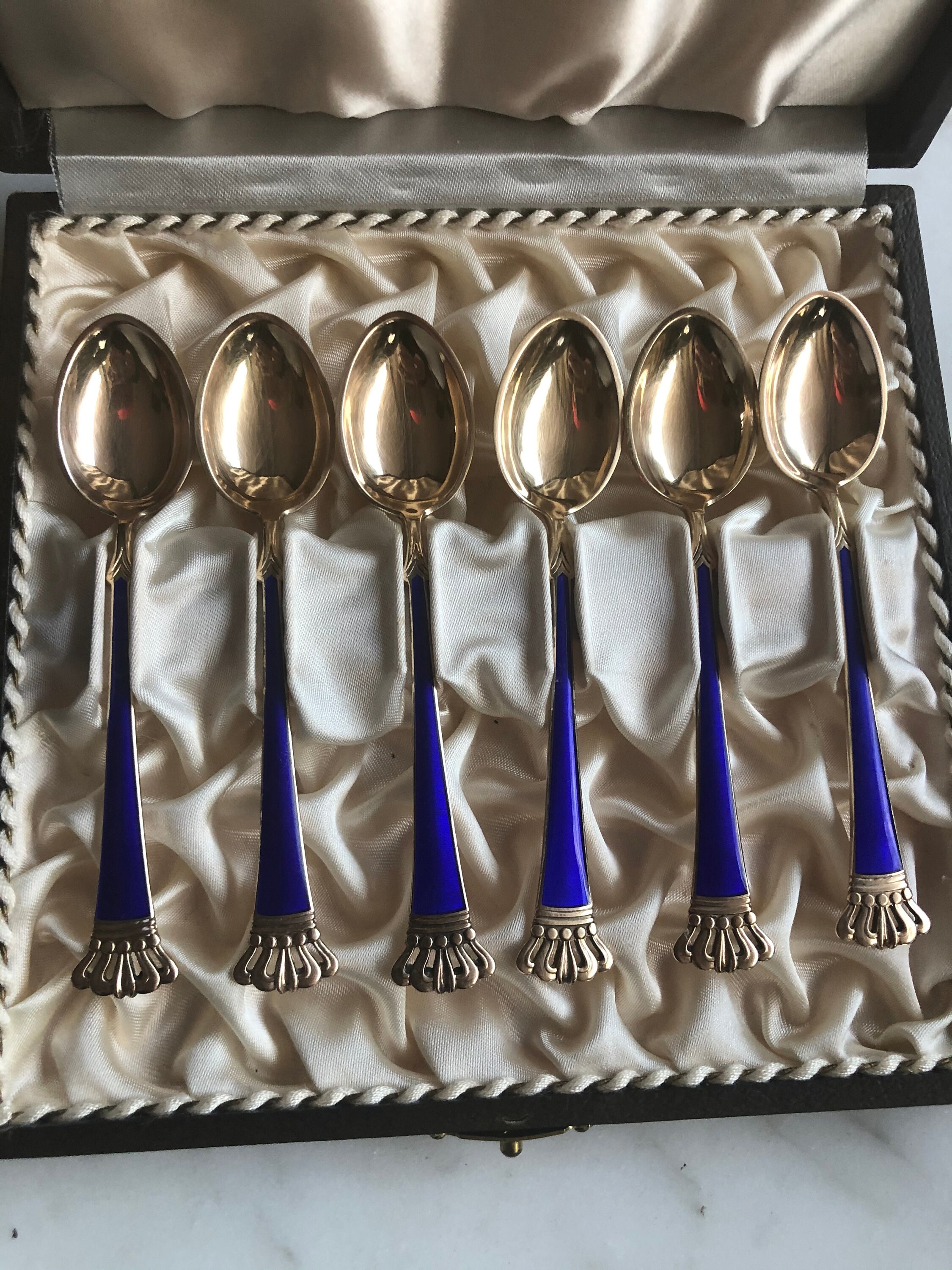 Danish Sterling Enamel Spoons Demitasse Spoon Set Vintage Etsy