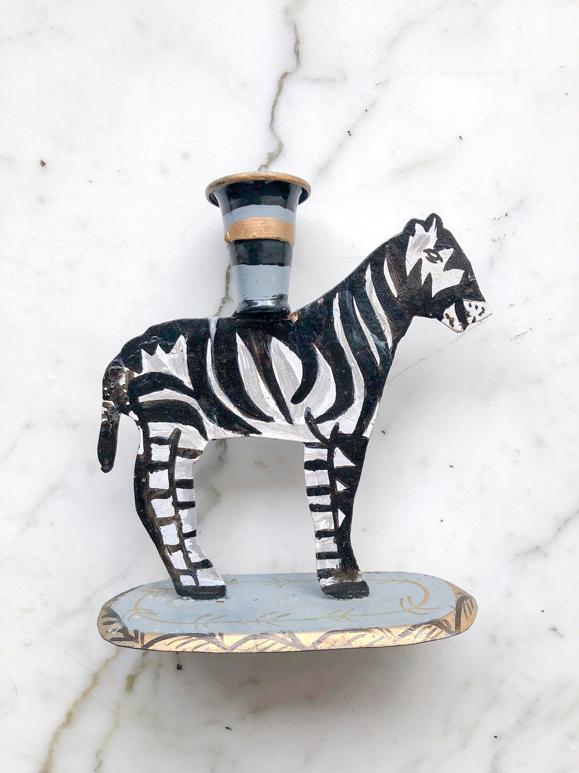 Vintage Metal Zebra Candle Holder Zebra Gift Animal Lover Etsy