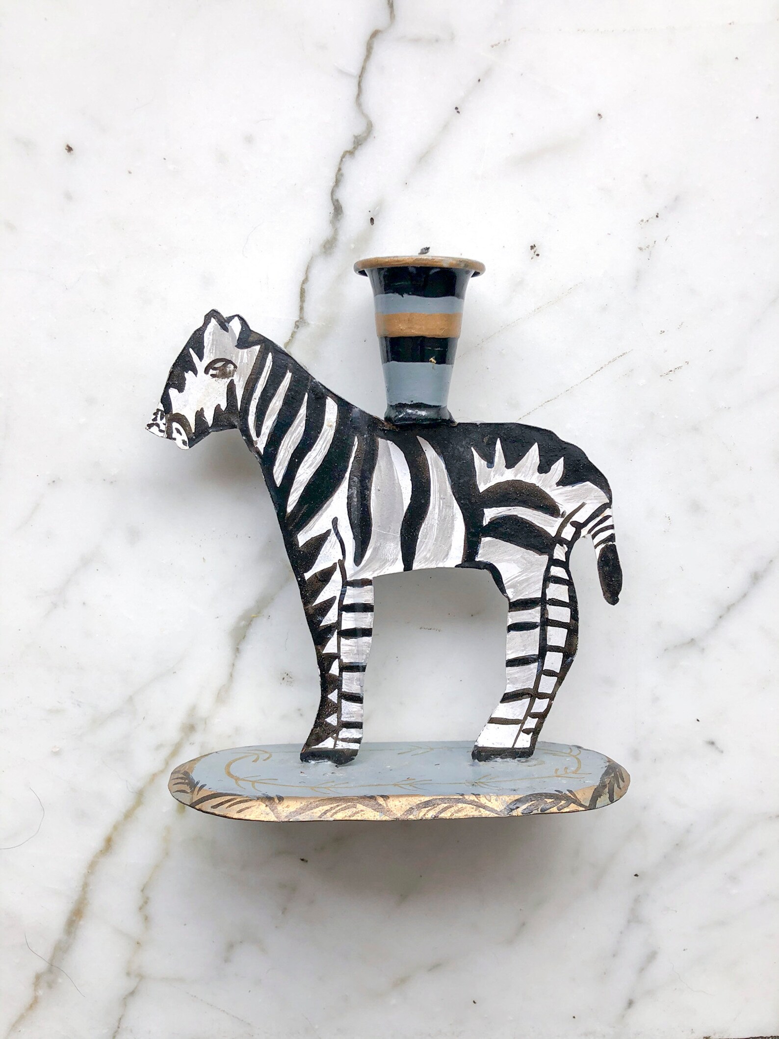 Vintage Metal Zebra Candle Holder Zebra Gift Animal Lover Etsy