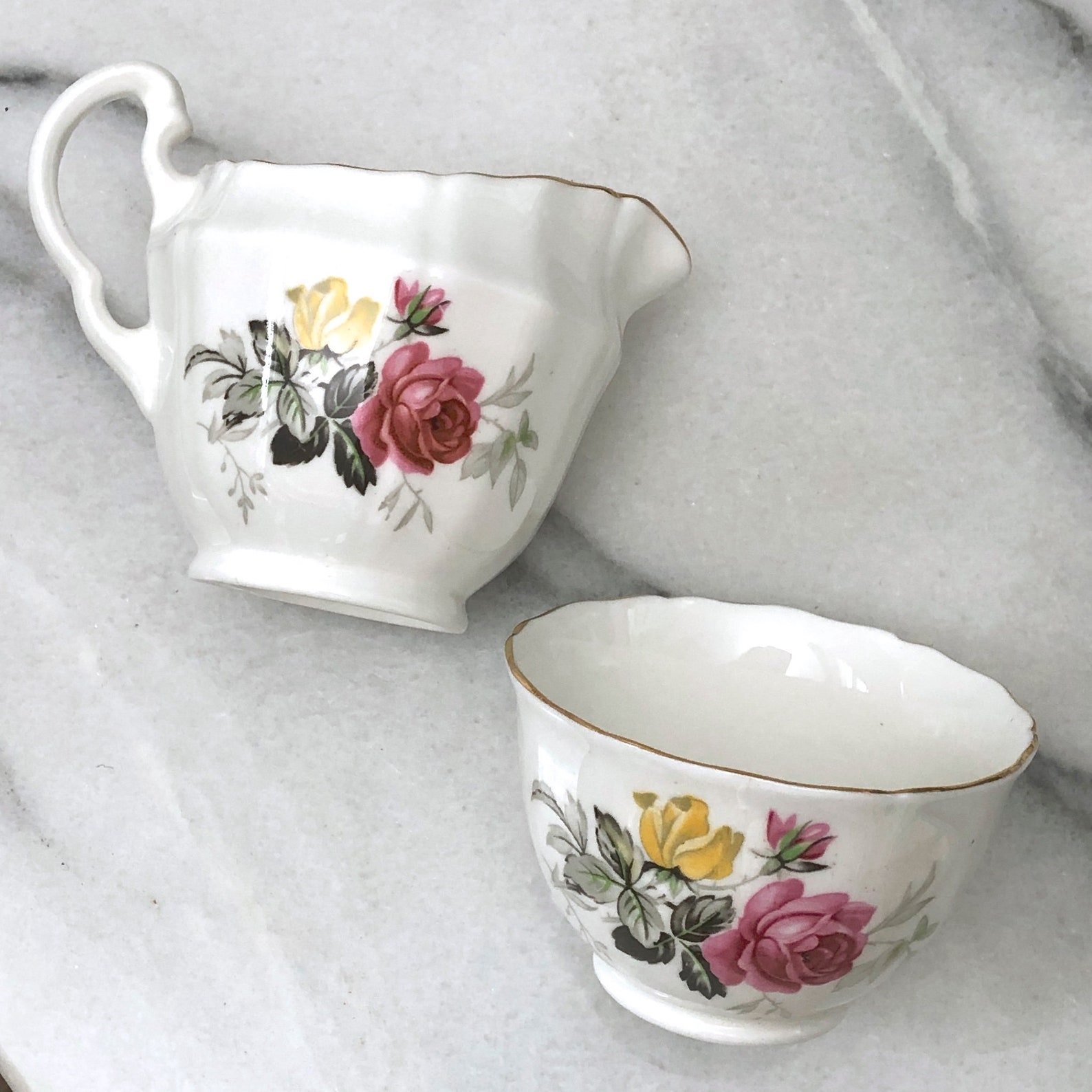 Adderley bone china cream and sugar set antique cream and Etsy