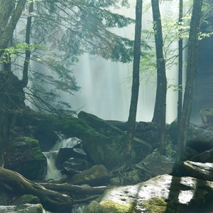 A Digital Image of A Waterfall in the Mist