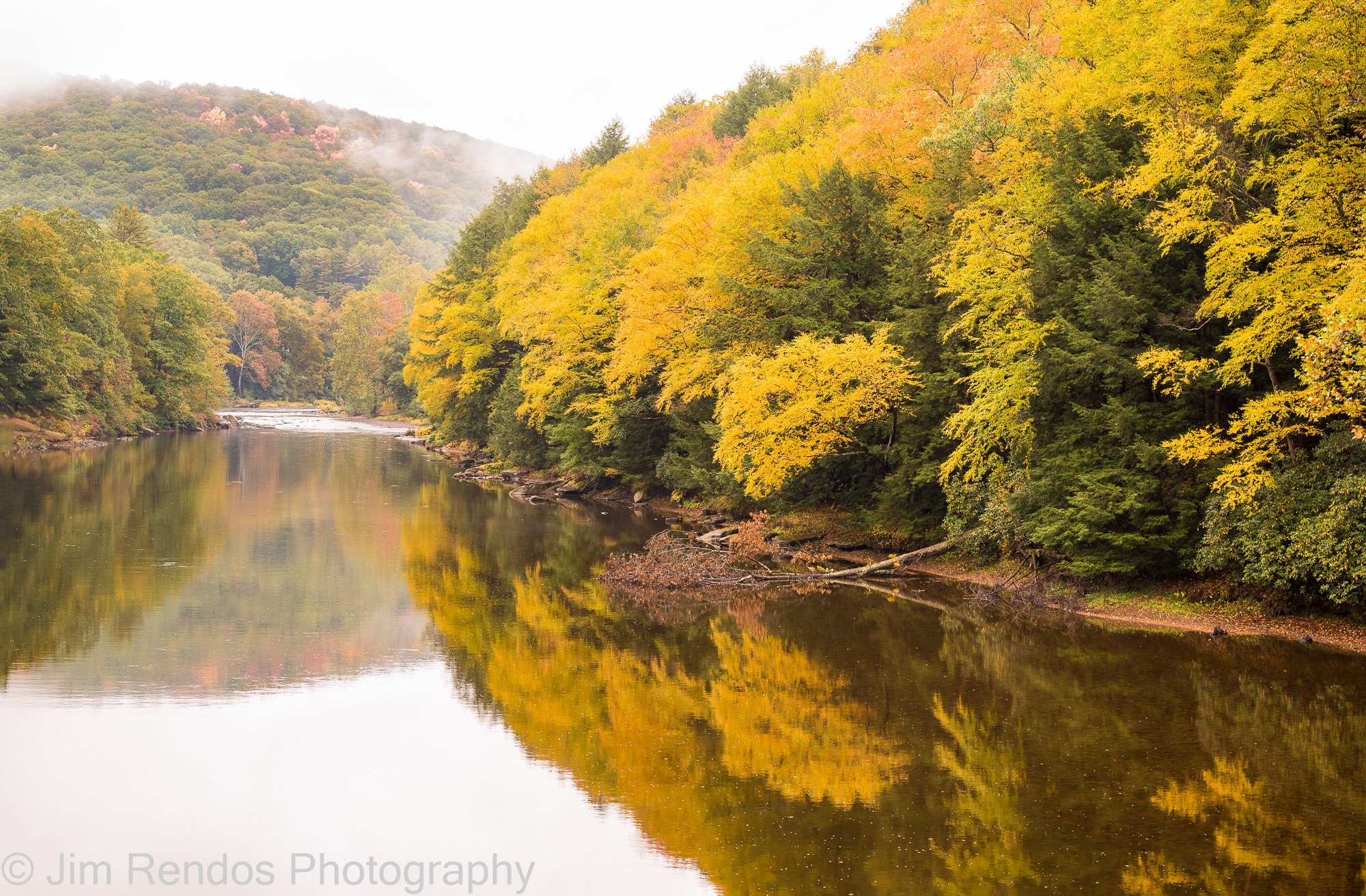Autumn Reflection in River | Etsy